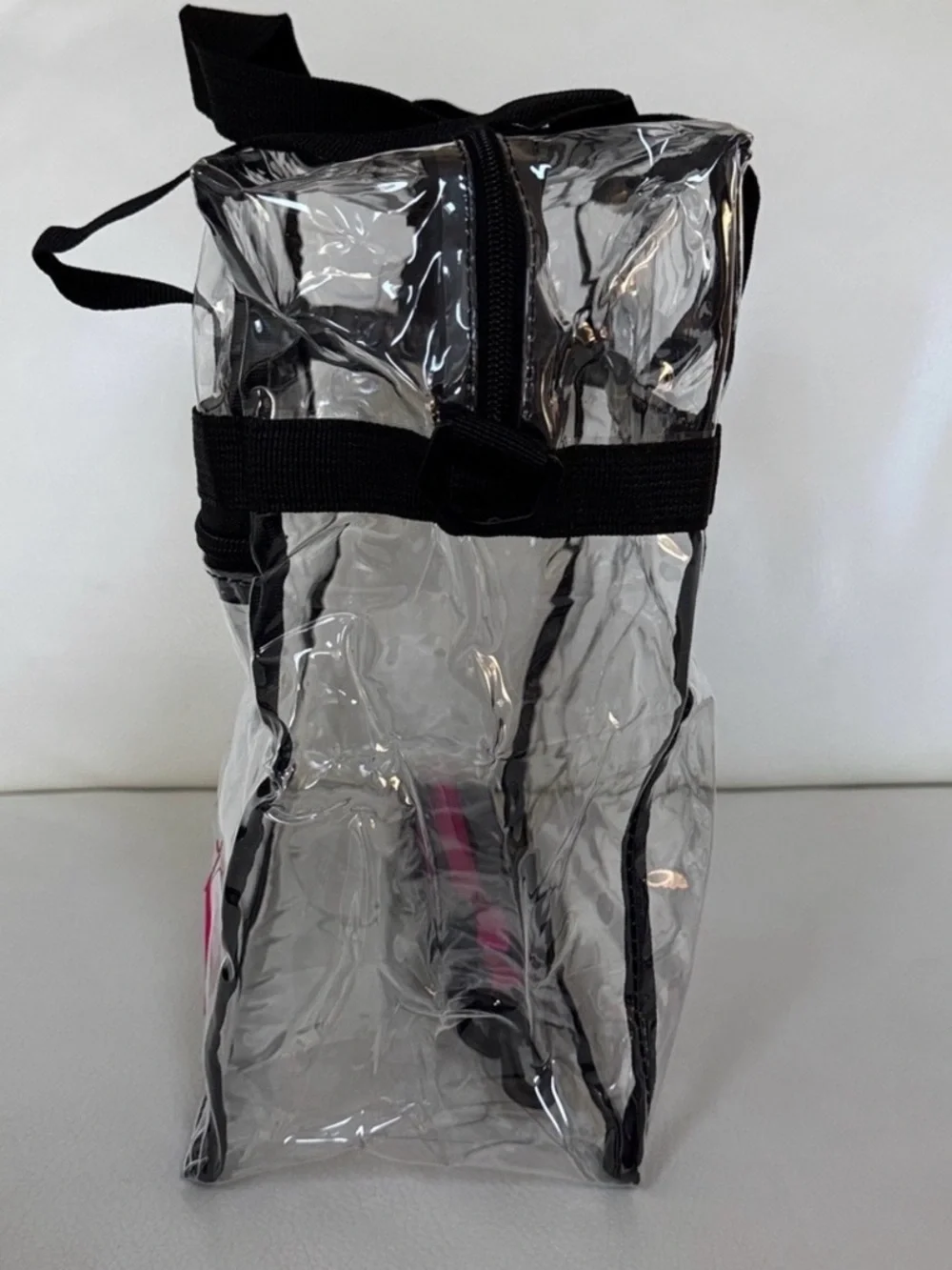 Clear Carry Bag with Black Trim and Pink Logo (tmobile)